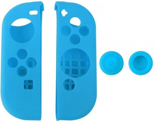 Для Nintendo Switch (б/у): Силиконовые чехлы GameWill + накладки на стики для 2-х контроллеров Joy-Con (синие) *diskont (б/у)