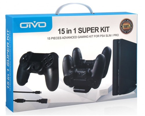 Для PS4: Набор аксессуаров OIVO Super Kit 15в1 для PS4 Slim/Pro