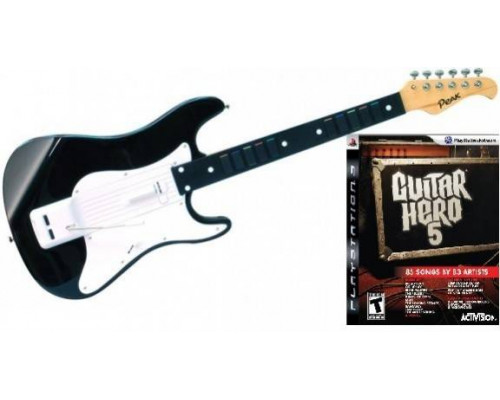Игра PS3 (б/у): Guitar Hero: 5 + Деревянная полноразмерная гитара Guitar Wood  *diskont (б/у)