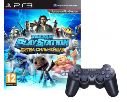 Игра PS3 (б/у): Комплект «Звезды PlayStation: Битва сильнейших Русская версия + Контроллер (Dualshock Wireless Black: SCEE)  *diskont (б/у)