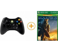 Игра Xbox 360 (б/у): Геймпад беспроводной Microsoft Wireless Controller для Xbox 360 (Black) Черный Оригинал + Halo 3 *diskont (б/у)